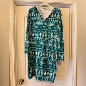 Green and White Patterned Women's Dress